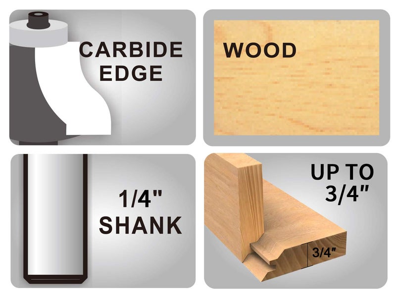 KOWOOD Router bit, 3/4â€ Cutting Height, 45 Degree Lock Miter Router Bit 1/4 Inch Shankâ€¦ - Image 3